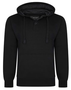KAM 1/4 Button Through Hoody Black